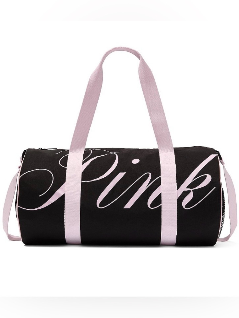 PINK Victoria's Secret Black & Light Pink Logo Duffel Bag